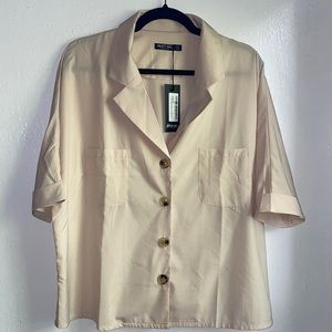 Nasty Gal Beige Short Sleeve Button-Up